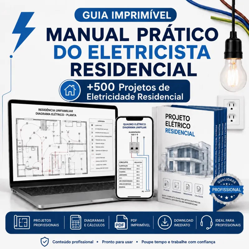 Manual Prático do Eletricista Residencial - projetos prontos de instalações elétricas residenciais